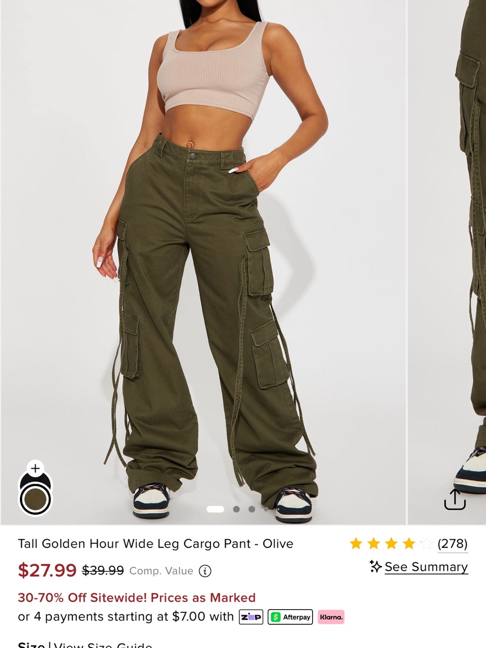 Fashion Nova Tall Golden Hour Wide Leg Cargo Pants - Olive